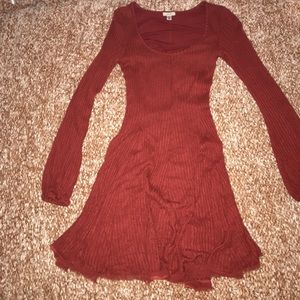 Urban outfitters Red ribbed dress long sleeve